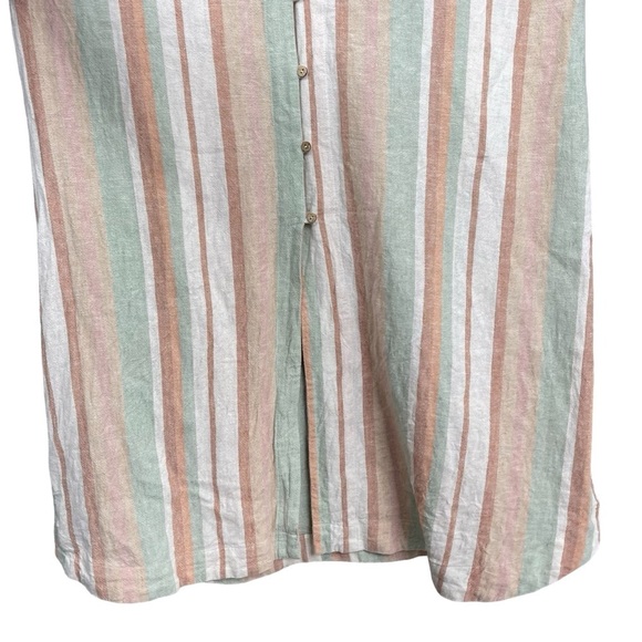 Soft Surroundings Arcata Maxi Dress TALL Medium Stripe Linen Rayon 3/4 Sleeve - Picture 3 of 10